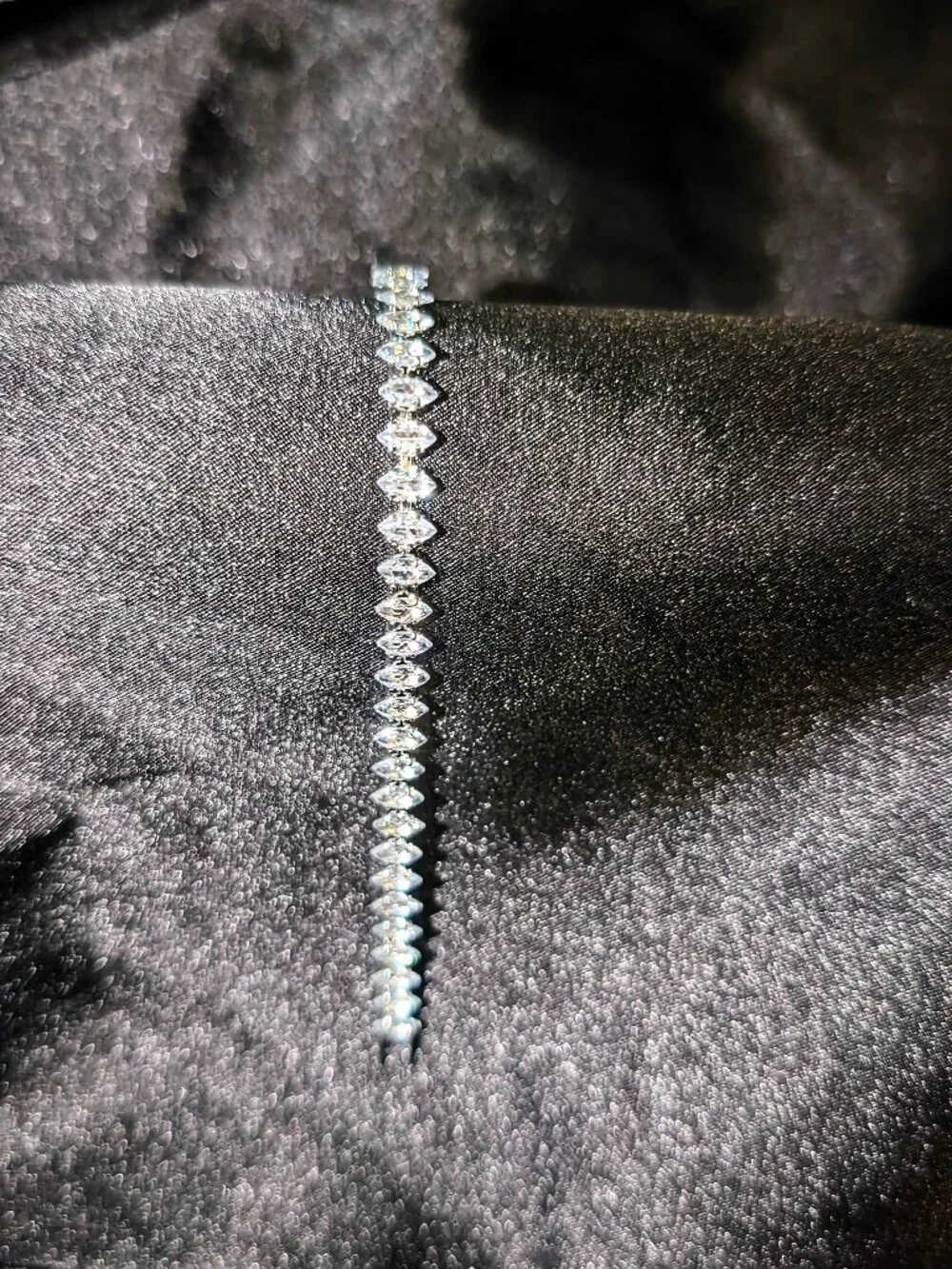Silver marquise cut simulated diamond tennis bracelet women's jewelry NWT